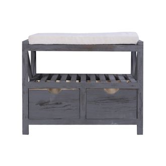 Mobili Rebecca Mobili Rebecca - Rebecca Mobili Banco De Asiento Gris 2 Cajones Madera Retro 43x65x34