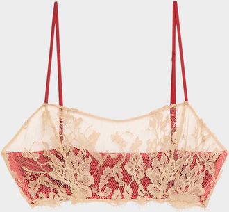 Kiki De Montparnasse Orchid Floral Lace & Stretch Silk Bandeau Bra