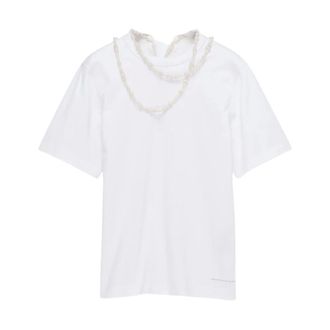 Carven Jt202 Parelketting T-shirt - Dames - Tops - Wit - Maat: M Katoen