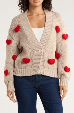 Roffe Accessories Heart Cardigan in Oatmeal at Nordstrom Rack, Size Medium
