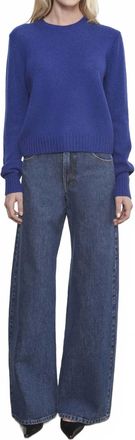 Enza Costa Cashmere Easy Long Sleeve Crew Top In Cobalt