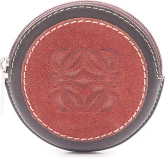 Loewe Bordeaux Brown Suede Leather Coin Purse/Coin Case (Pre-Owned)