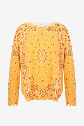 Kujten Pullover mit Rundhalsausschnitt aus Kaschmir Mela Bandana Bico