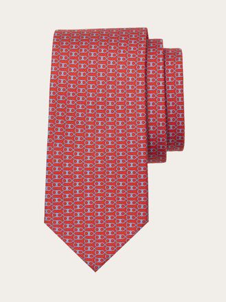 Ferragamo Men Gancini print silk tie Red