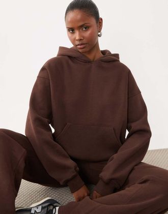 Gina Tricot Gina Tricot co-ord felpa con cappuccio relaxed fit marrone cioccolato scuro