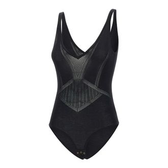 Elisabetta Franchi One-piece, female, Black, Size: M Openwork Knit Bodysuit