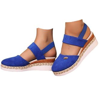 Generic Closed Toe Platform Wedge Sandals for Women 2026 Orthopedic Espadrilles Wedges with Elastic Ankle Strap Retro Comfort Platform Wedges Sandal Summer An