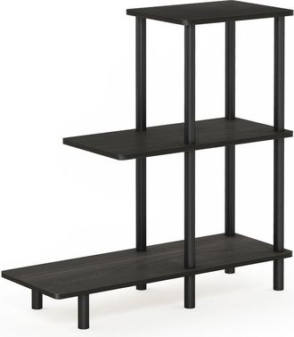 Furinno Turn-N-Tube 3-Tier Sofa Side Table Tall, Espresso/Black
