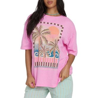 Billabong Feel The Heat Graphic Oversize Cotton T-Shirt in Party Pink at Nordstrom, Size X-Large