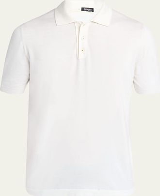 Kiton Mens Contrast-Stitch Polo Shirt