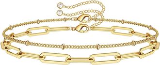 Generic Bracelet Two Handmade Products Various Designs Gold Oval Links Jewelry Decorative Round Bracelet Gift Womens Stainless Steel Bracelet (Gold-e, One Siz