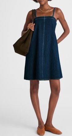 Madewell Denim A-Line Dress in Bright Rinse Wash at Nordstrom, Size Xx-Large
