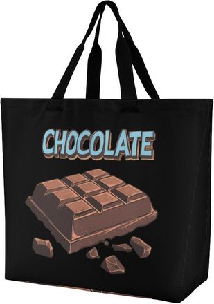Generic Chocolate Reusable Shopping Bags Large Capacity Grocery Bag Heavy Duty Tote for Women 40x40x16cm