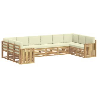 vidaXL Conjunto De Sof&aacute;s De Exterior 10 Uds. Blanco Y Crema Poli&eacute;ster Vidaxl