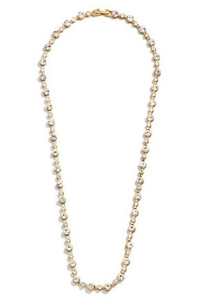 BaubleBar Round Bezel Tennis Necklace in Gold/Clear at Nordstrom