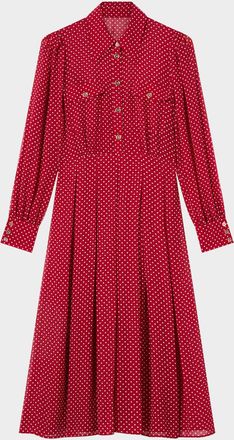 L.k. Bennett Cody Pleated Polka-Dot Midi Shirtdress