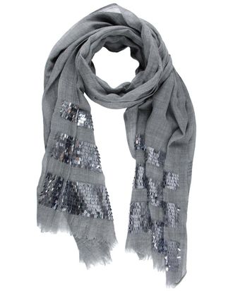 Saachi Saachi Fringe Sequins Wool Scarf