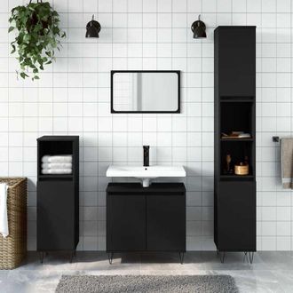 vidaXL Mobile da Bagno Nero 58x33x60 cm in Legno Multistrato - Vidaxl