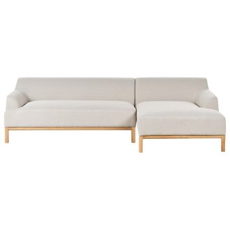 Beliani Beliani - Sof&aacute; Esquinero Elegante Tela Poli&eacute;ster Patas De Madera Sala De Estar Beige Claro Izquierdo Sosjo