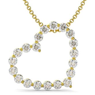 Pompeii3 1 Ct Diamond Heart Pendant Necklace in White, Yellow, or Rose Gold Lab Grown