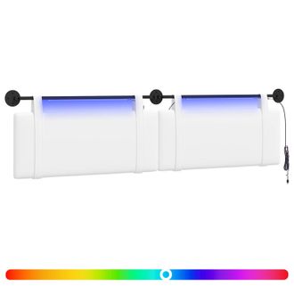 vidaXL Cabecero Colgante Con Luz Led Blanco Tela Vidaxl