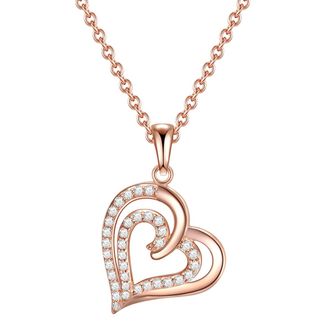 Rafaela Donata Womens Necklace with pendant sterling silver rose gold zirconia white - Size 40cm