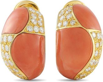 Van Cleef & Arpels 18K 3.25 ct. tw. Diamond & Coral Clip-On Earring (Authentic Pre-Loved)