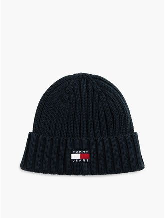 Tommy Hilfiger Womens Tommy Jeans Badge Rib-Knit Beanie - Dark Blue