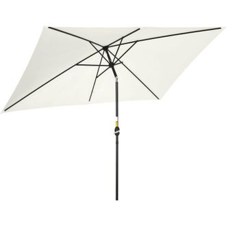OUTSUNNY Sombrilla De Aluminio 200x300x253 Cm Parasol Rectangular De Jard&iacute;n Inclinable Con Manivela Y Poste Desmontable Para Terraza Piscina Patio - Outsunny