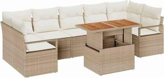 vidaXL Conjunto De Sof&aacute; De Jard&iacute;n 8 Pcs Beige Polirat&aacute;n Vidaxl
