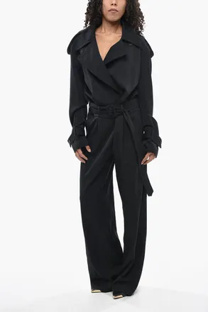 Dries Van Noten Jumpsuit Doppiopetto a Tinta Unita Con Cintura Dries Van Noten