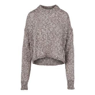 Alysi Round-neck Knitwear, female, Brown, Size: M Sequin Yarn Sweater