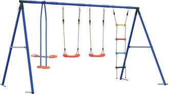 vidaXL Juego De Columpios Exterior Multicolor Acero Y Pe Vidaxl