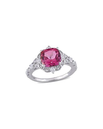 Rina Limor 10K 3.10 Ct. Tw. Diamond & Pink Topaz & White Sapphire Ring