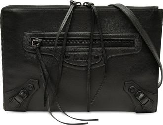 Balenciaga Pre-owned Balenciaga Grained Calfskin Neo Classic Compact Clutch with Strap Ladies 890BF610MHBA32KS