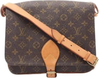 Louis Vuitton Pre-owned Cartouchiere GM Monogram Leder Schoudertas - Dames - Vintage Schoudertas - Bruin - ONE Size - Leer - Vintage