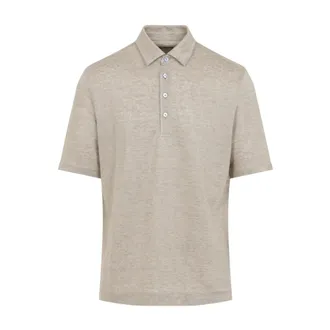 Ermenegildo Zegna Polo Shirts, male, Beige, Size: XL Oasi Lino Polo