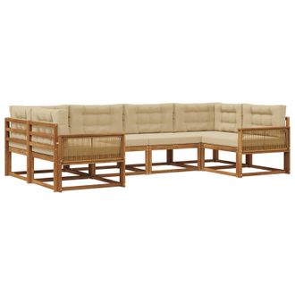 vidaXL Conjunto De Sof&aacute;s De Exterior Con Coj&iacute;n 6 Pcs Natural Y Beige Vidaxl