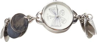 Furla scribble butterfly logo silver disc chain watch bracelet