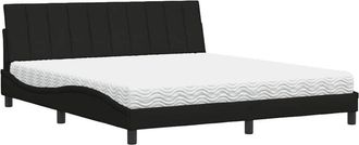 vidaXL Vidaxl - Cama Con Colch&oacute;n De Tela Negro 180x200 Cm