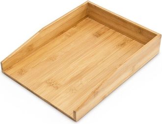 Relaxdays 4 Bandejas Documentos Bamb&uacute;, Formato A4, Organizador Cartas, Papeles, Oficina, Despacho, 6 X 25 X 34 Cm, Marr&oacute;n