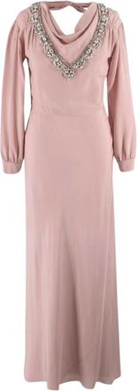 Miu Miu Blush Pink Crystal Embellished Silk Gown Size S