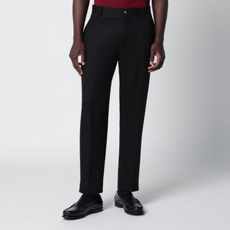 Santaniello Black cotton and linen trousers