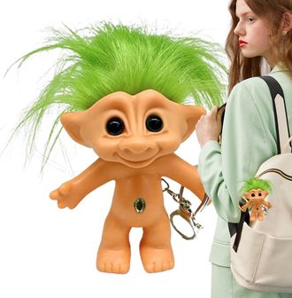 Generic Vintage Lucky Troll Doll Keychain, 80s Decorations, 10 Cm Chromatic Anti-lost Key Ring, Pendant Keychain, Interesting Gift, Suitable for Girls and Wom