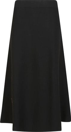 P.A.R.O.S.H. Zwarte Wollen Flare Rok - Dames - Maxi Rokken - Zwart - M - Wol - Rokken