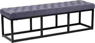 Clp Banco Polson Tapizado En Terciopelo Gris 150 Cm