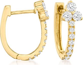 Ross-Simons Diamond Trio Huggie Hoop Earrings in 14kt Yellow Gold