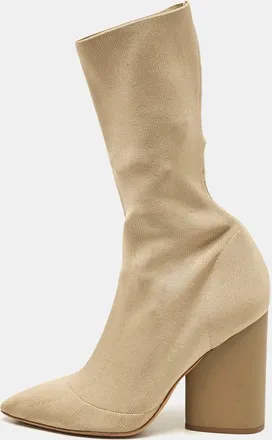 Yeezy by Kanye West Yeezy Beige Knit Fabric Season 4 Sock Boots
