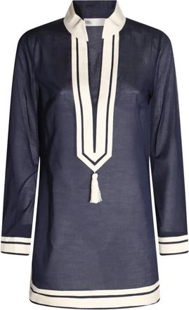 Tory Burch Cotton Tory Tuniek - Dames - Strandmode - Blauw - L - Katoen - Badmode