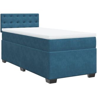 vidaXL Cama Box Spring Con Colch&oacute;n Terciopelo Azul Oscuro 80x200 Cm Vidaxl